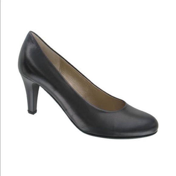 Gabor Shoes - GABOR (Portugal) Black Leather Heel Pump Shoes